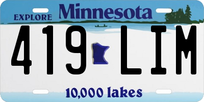 MN license plate 419LIM
