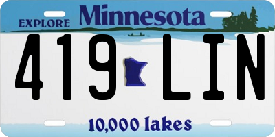 MN license plate 419LIN