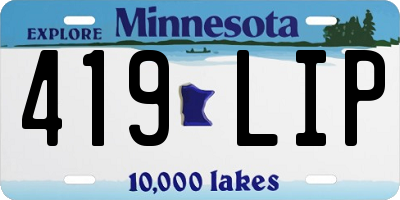 MN license plate 419LIP