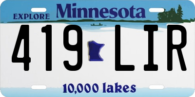 MN license plate 419LIR