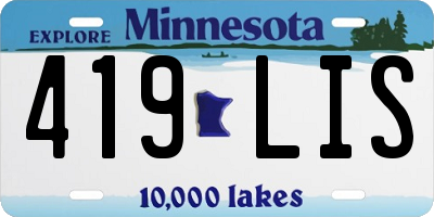 MN license plate 419LIS
