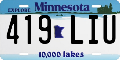 MN license plate 419LIU