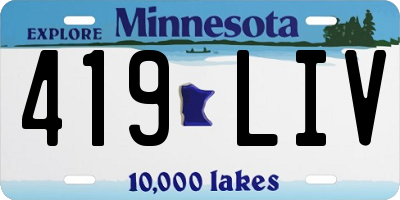 MN license plate 419LIV