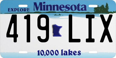 MN license plate 419LIX