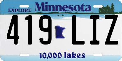 MN license plate 419LIZ