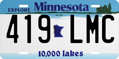 MN license plate 419LMC