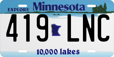MN license plate 419LNC