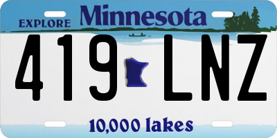 MN license plate 419LNZ