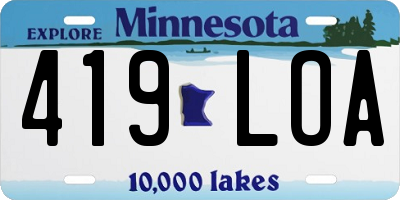 MN license plate 419LOA