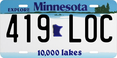 MN license plate 419LOC