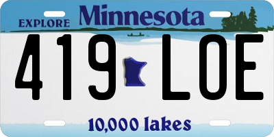 MN license plate 419LOE