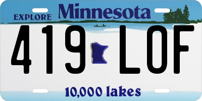 MN license plate 419LOF