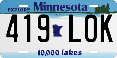 MN license plate 419LOK