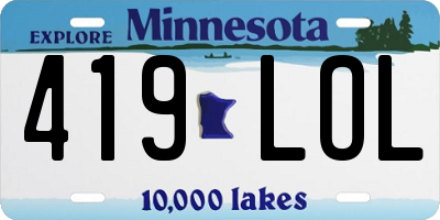 MN license plate 419LOL