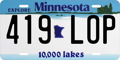 MN license plate 419LOP