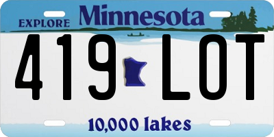 MN license plate 419LOT