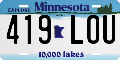 MN license plate 419LOU