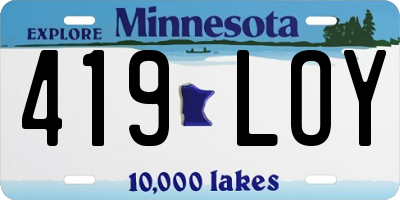 MN license plate 419LOY
