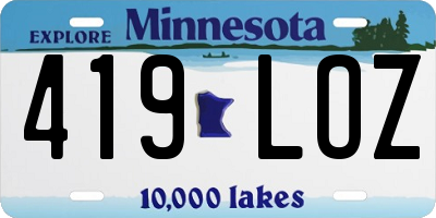 MN license plate 419LOZ