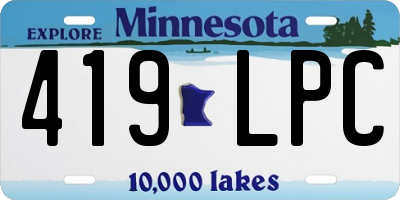 MN license plate 419LPC