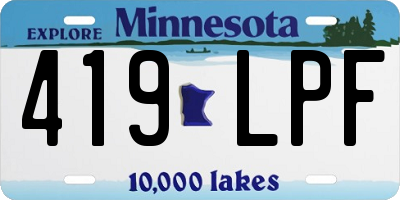 MN license plate 419LPF