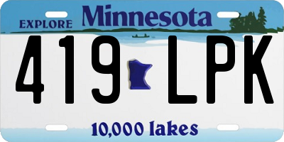 MN license plate 419LPK
