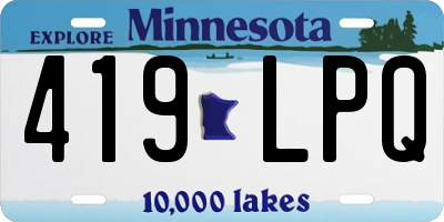 MN license plate 419LPQ
