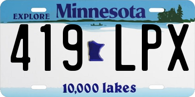 MN license plate 419LPX