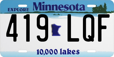 MN license plate 419LQF