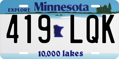 MN license plate 419LQK