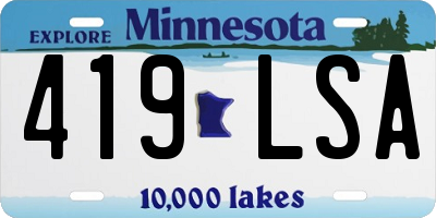 MN license plate 419LSA