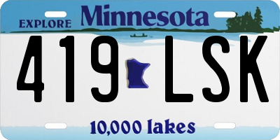 MN license plate 419LSK
