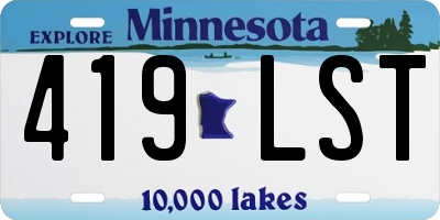 MN license plate 419LST