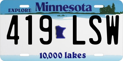 MN license plate 419LSW