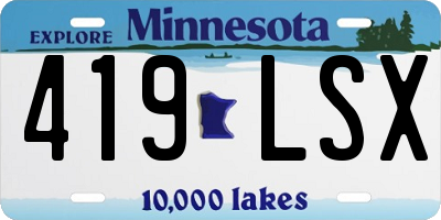 MN license plate 419LSX