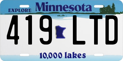 MN license plate 419LTD