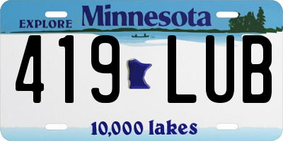 MN license plate 419LUB