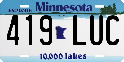 MN license plate 419LUC