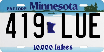 MN license plate 419LUE