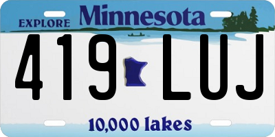 MN license plate 419LUJ