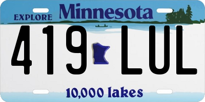 MN license plate 419LUL