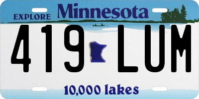 MN license plate 419LUM