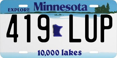 MN license plate 419LUP