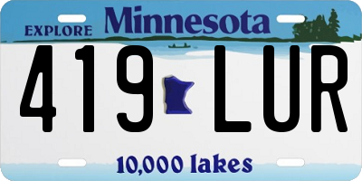 MN license plate 419LUR
