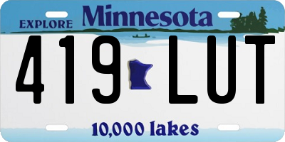 MN license plate 419LUT