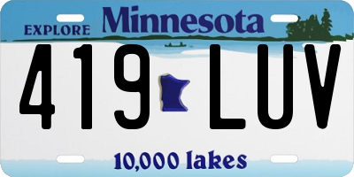 MN license plate 419LUV