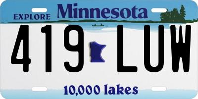 MN license plate 419LUW
