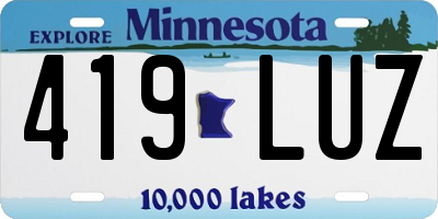 MN license plate 419LUZ