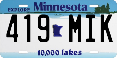 MN license plate 419MIK
