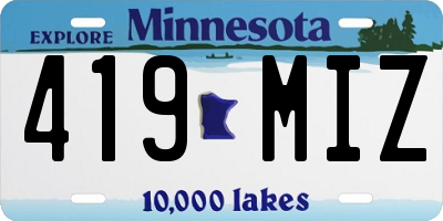 MN license plate 419MIZ